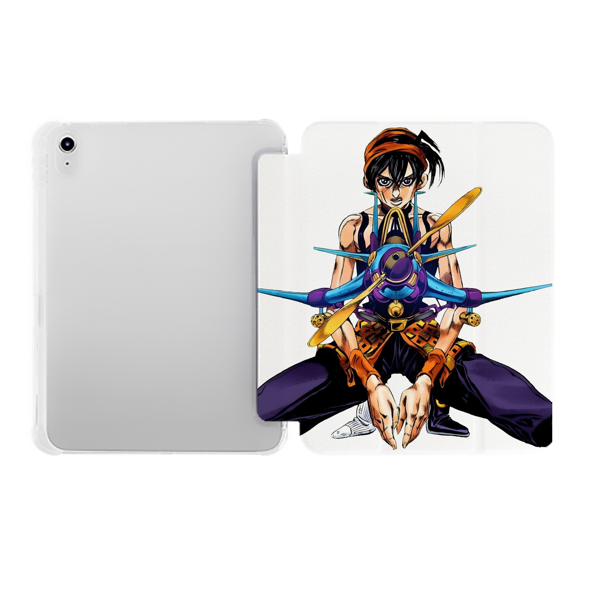 （画像用） ジョジョの奇妙な冒険 ナランチャ?ギルガ JoJo's Bizarre Adventure Narancia Ghirga IPad ケース ペン収納付き 三つ折りスタンド PUレザー×シリコン 対応機種9.5/10.5/10.9インチ